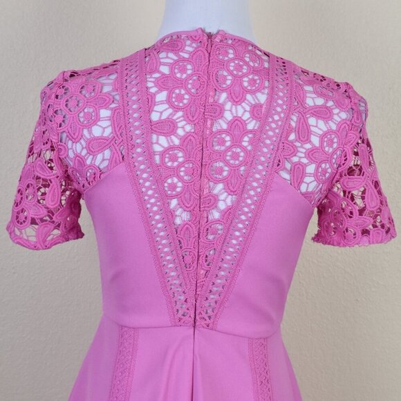 ASOS Crochet Lace Fit and Flare Pink Dress - 4 - Picture 7 of 10